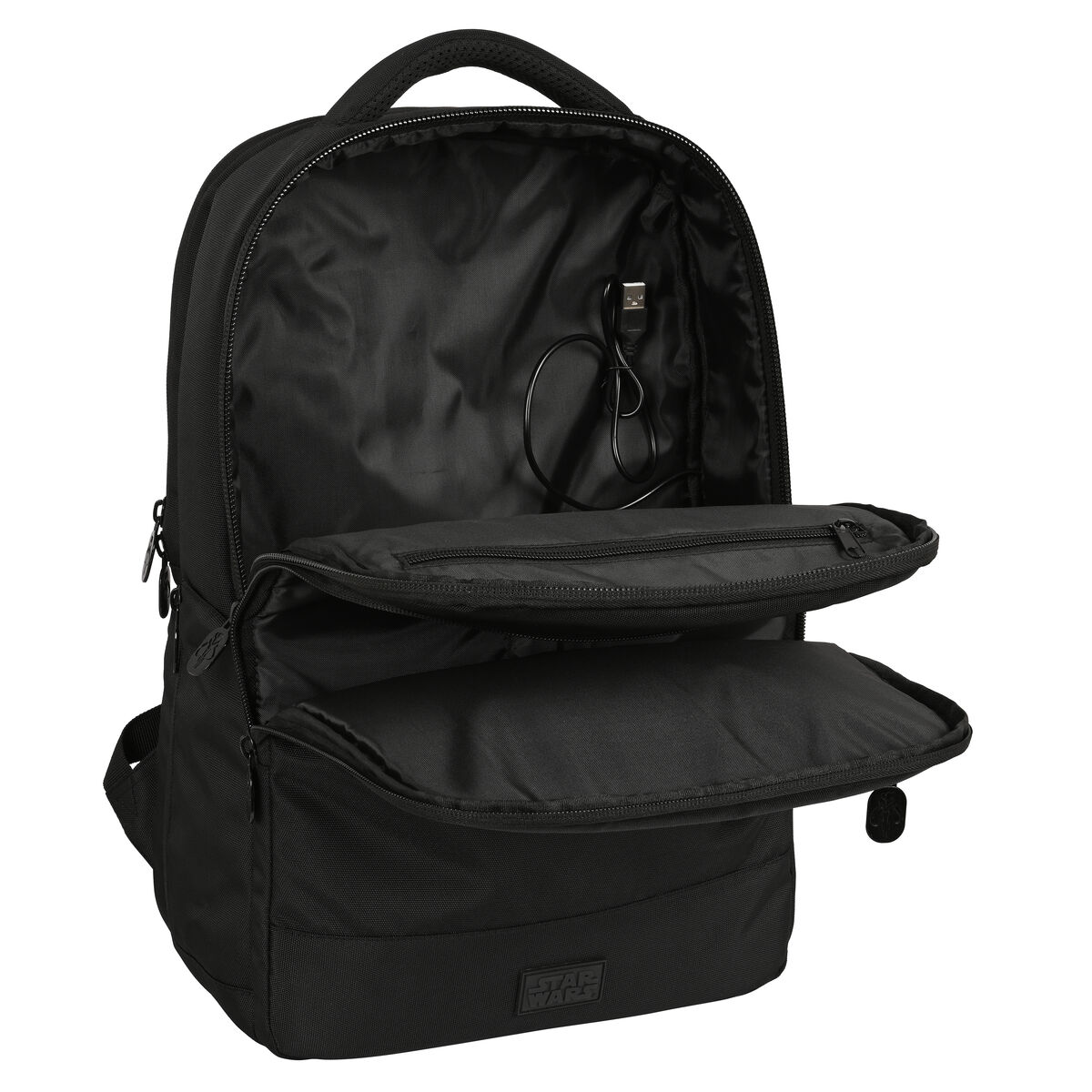 Batoh pro laptop a tablet s USB portem The Mandalorian Černý